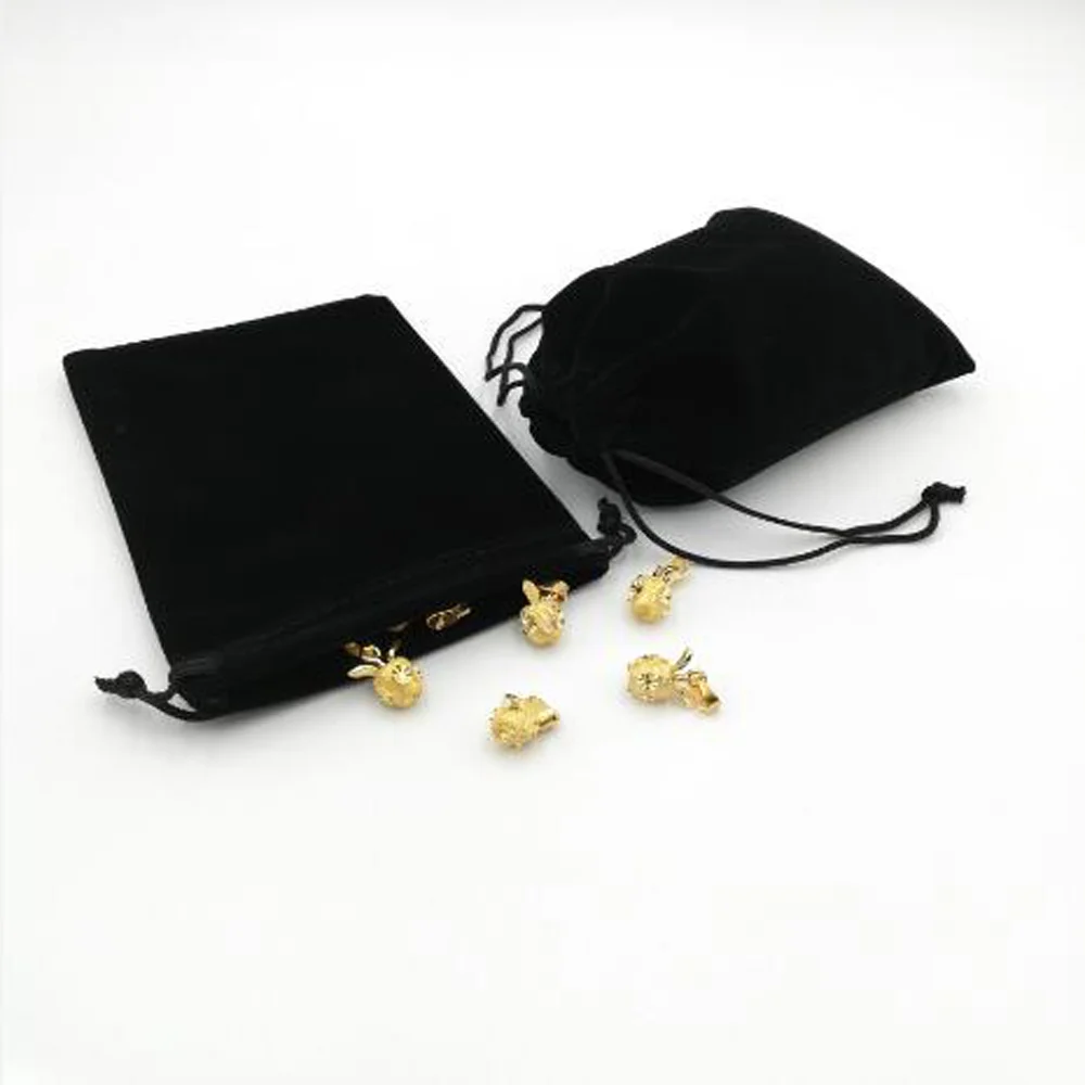 Бархатный мешочек на шнурке черный бархатный Подарочный Сумочка для ювелирных