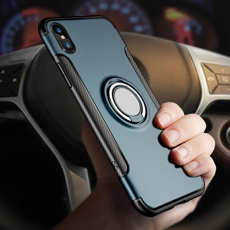 Роскошный противоударный защитный чехол для телефона iPhone X XR XS Max подставка с