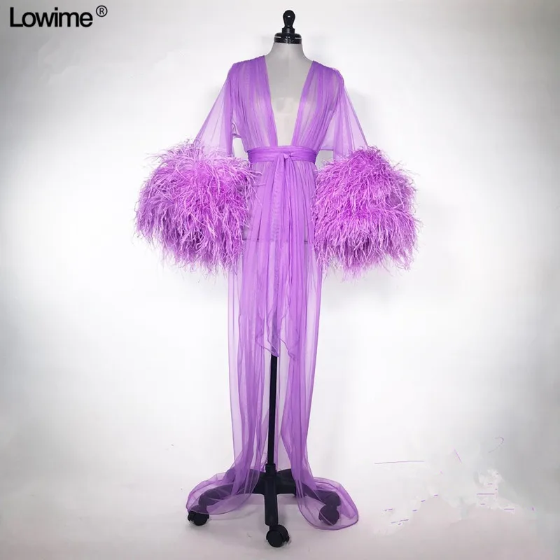 

Purple Feathers Muslim Formal Evening Prom Party Dress Robe De Soiree Dubai Turkish Arabic Evening Gowns Dresses Avondjurk 2019
