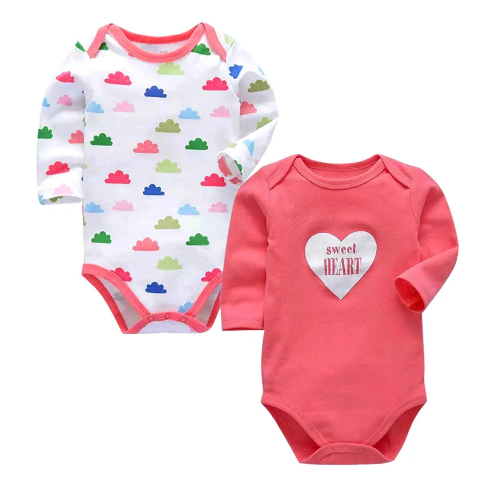 

2PCS/LOT Newborn Baby Clothing New Fashion Baby Boys Girls Clothes 100% Cotton Baby Bodysuit Long Sleeve Infant Jumpsuit