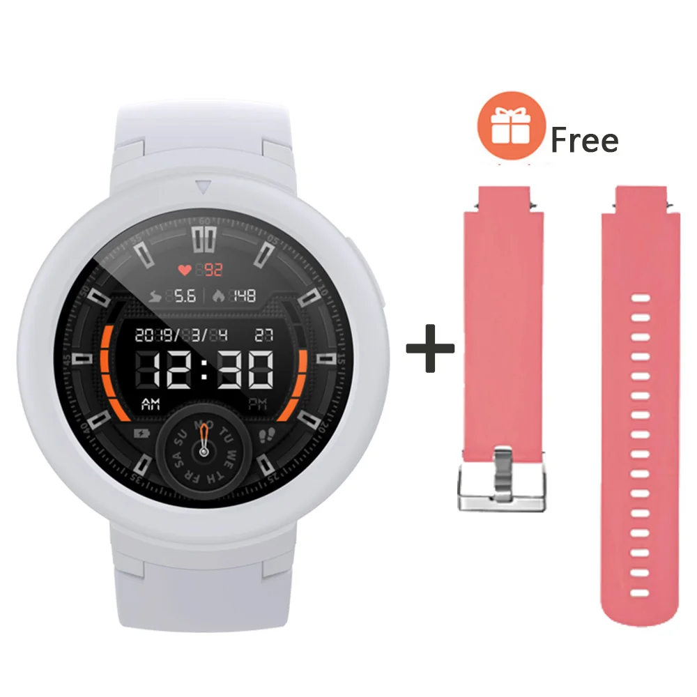 White add Pink Подарочный ремешок новая версия Huami AMAZFIT Verge Lite Смарт-часы gps IP68 Водонепроницаемые мульти-спортивные Смарт-часы фитнес-трекер - Цвет: White add Pink