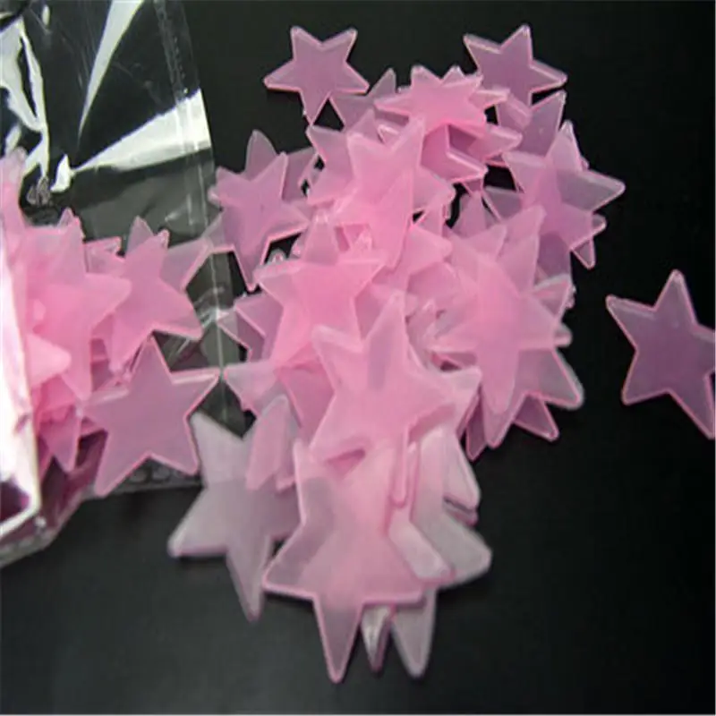 red 50Pcs 50 шт. 3d звезды светится в темноте обои светящиеся флуоресцентные настенные наклейки для детей Детская комната Спальня Декор для потолка - Цвет: red 50Pcs