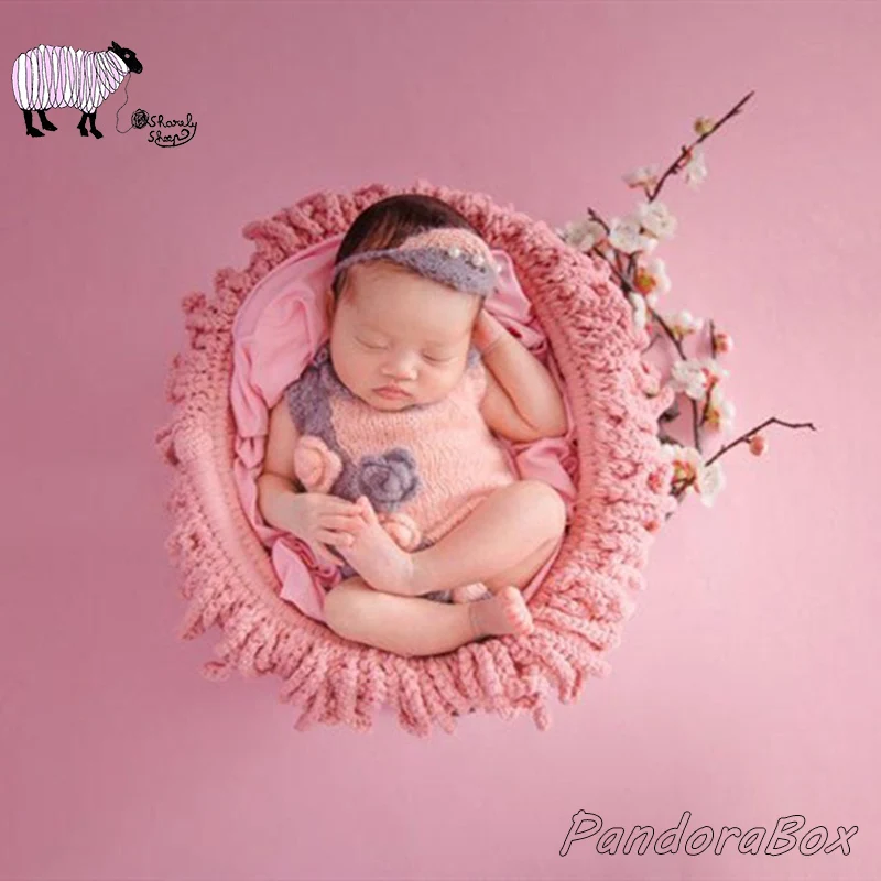 Реквизит для фотосессии новорожденных корзина bebe foto аксессуары вязаные крючком