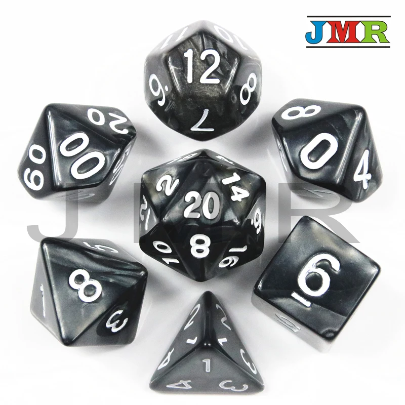 7 шт./компл. высококачественный мрамор эффект кости набор, D4, d6, d8, d10, d10%, d12, d20 Набор Игральных кубиков для игра DND кости
