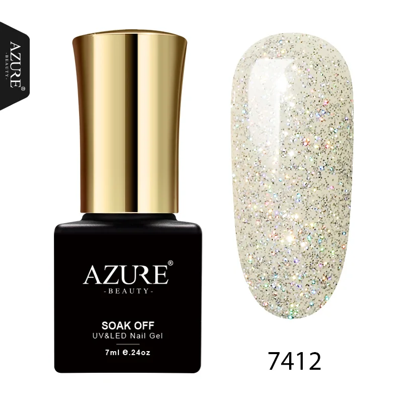 Azure beauty, Высококачественный Фиолетовый Неоновый УФ-гель для ногтей, долговечный УФ-лак для ногтей, Полупостоянный УФ-Гель-лак для ногтей, 7 мл, Радужный гель - Цвет: 7412