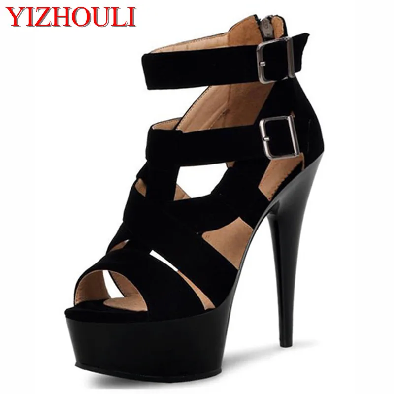 Summer fashionable Roman sexy sandals, model banquet stage using pole dance performance 15 cm sandals