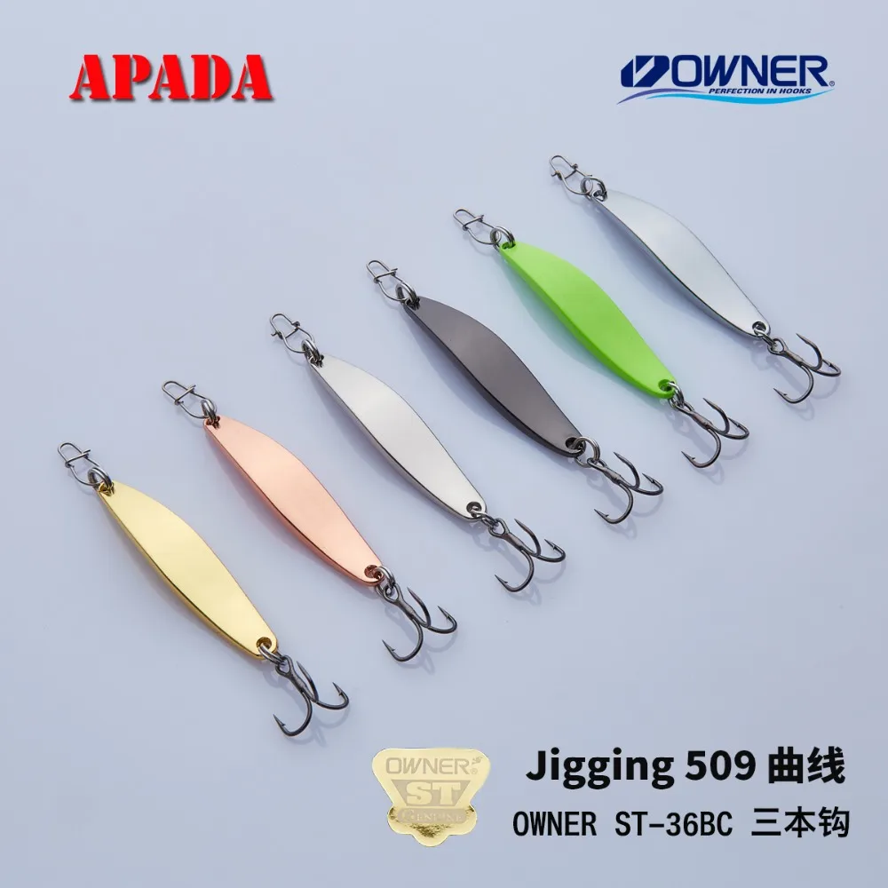 

APADA Jigging 509 усиленный тройной крючок + перо 8 г/50 мм рыболовные приманки для окуня многоцветные металлические из цинкового сплава