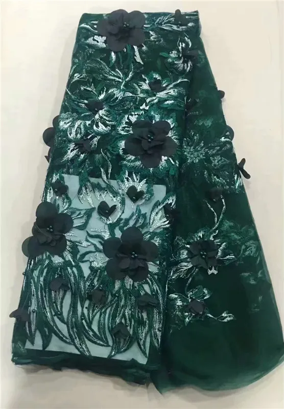 Вышитая сетчатая Тюлевая кружевная ткань с объемным цветочным узором в