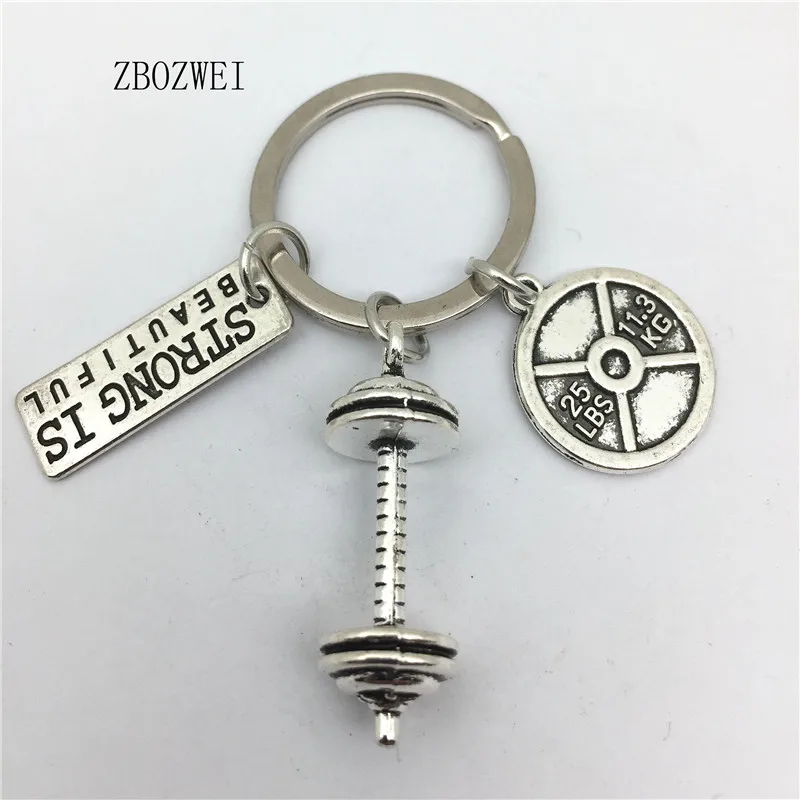 1Pcs 45 WEIGHT PLATE+ BARBELL key ring pendant Charm Fitness Weightlifting Gym |