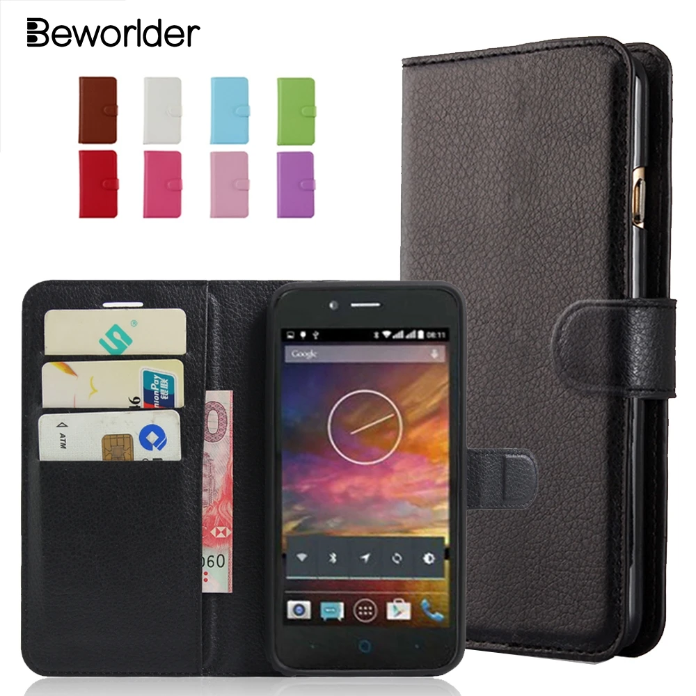 Beworld для zte Blade L4Pro A475 из искусственной кожи чехол Lychee Флип Бумажник слоты карт