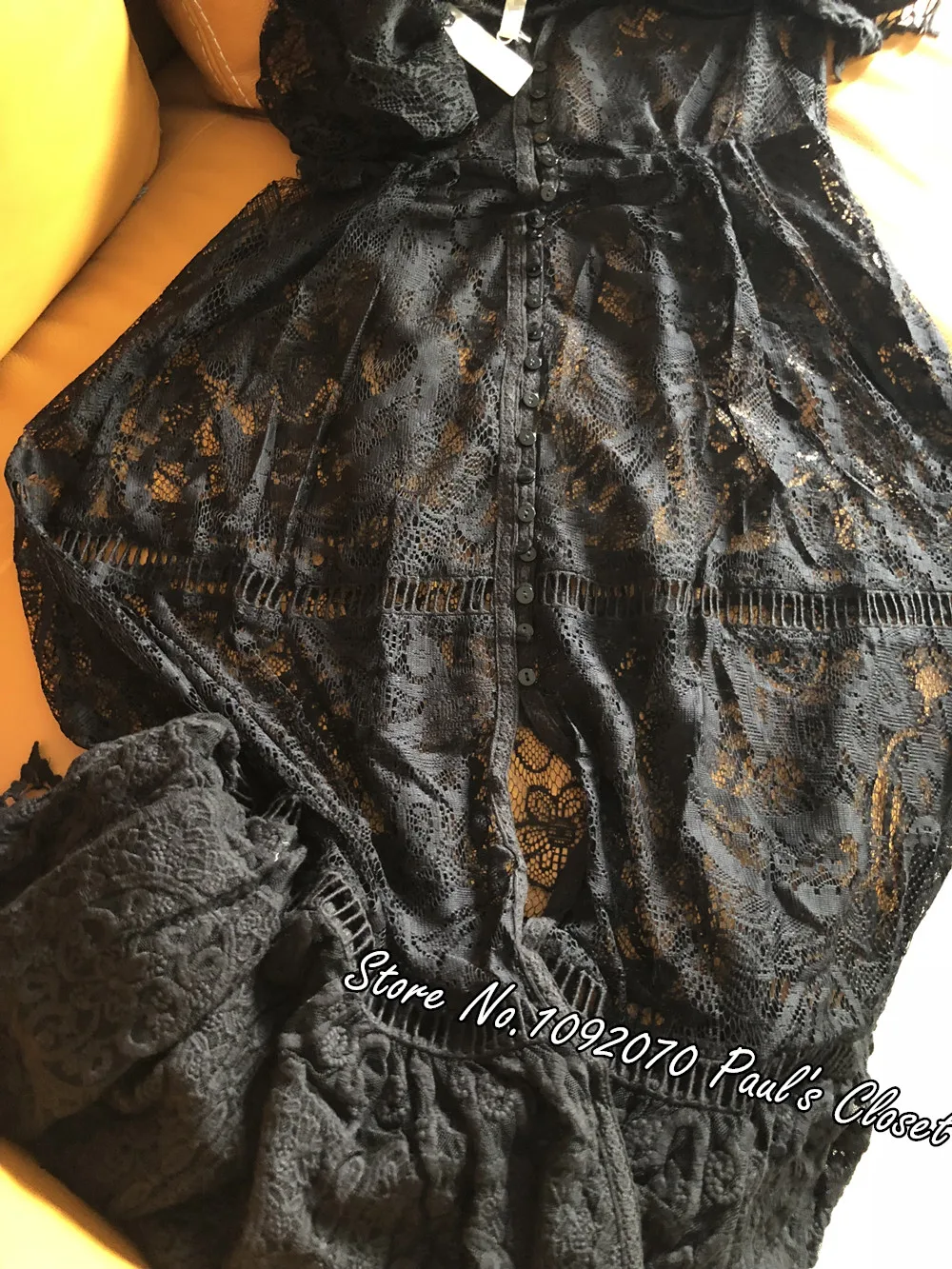 Женское кружевное платье Rhiannon с пуговицами спереди в черном элегантном