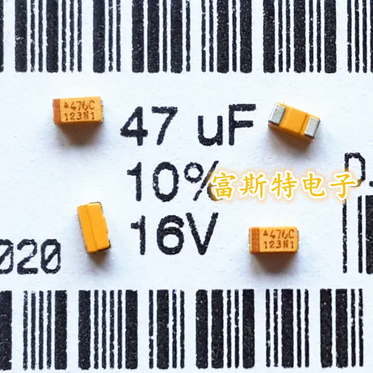 100 шт./лот SMD Танталовый 47 мкФ 16V тип A 3216 1206 476C танталовый конденсатор танталовая
