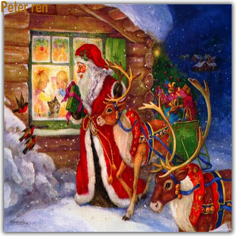 Diy Diamond painting cross stitch Full diamond embroidery 5d roundsquare mosaic Rhinestone home decor Cottage elk santa | Дом и сад