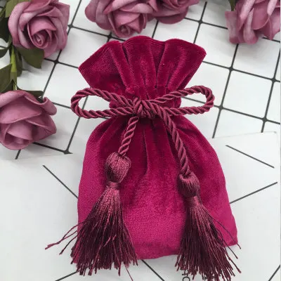 Puprle Red 10 шт серые золотые бархатные сумки с кисточкой 11x15 см фиолетовые красные сумки ювелирные изделия MP3 упаковочные сумки рождественские конфеты свадебные подарочные сумки - Цвет: Puprle Red