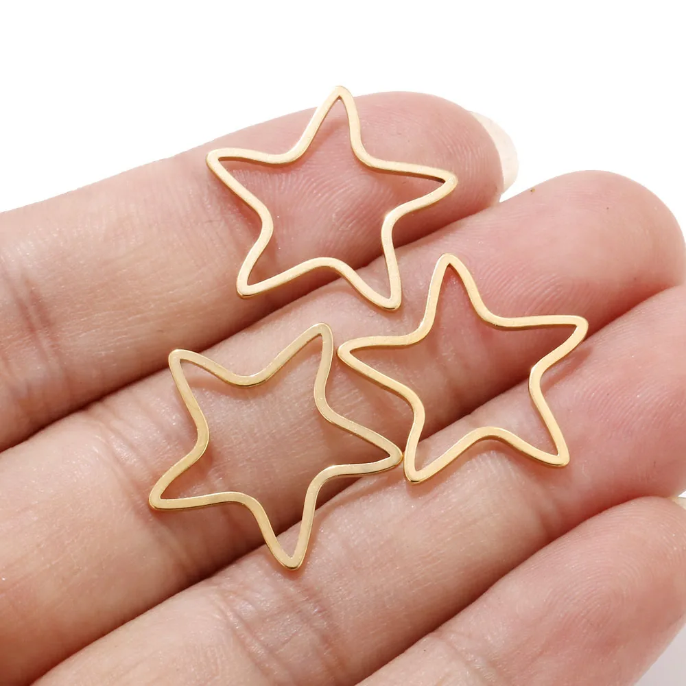 Star Gold Очаровательные соединители из нержавеющей стали для изготовления ювелирных изделий серьги гипоаллергенные бесшовные звенья - Цвет: Star Gold