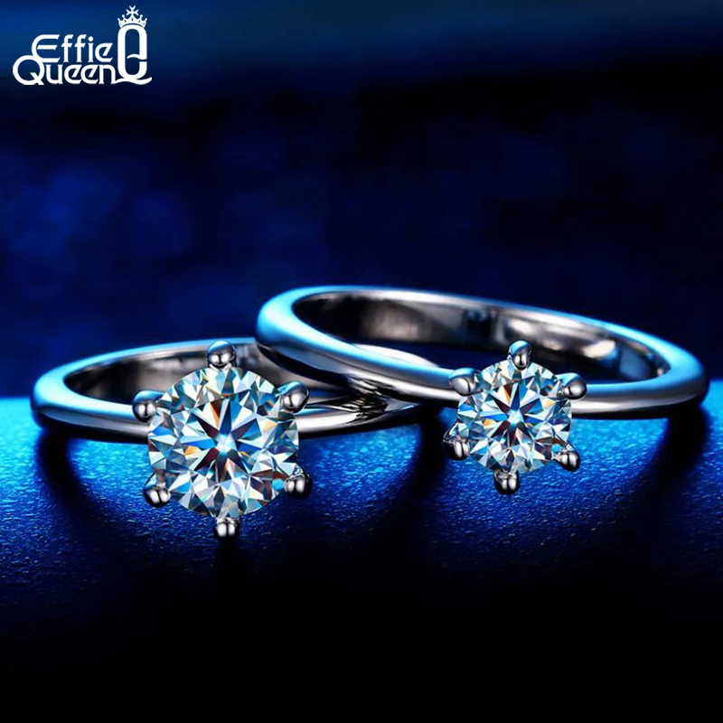 Effie queen 925 пробы серебряные кольца для женщин с круглым AAA кубическим цирконием обручальное кольцо серебряное кольцо ювелирные изделия Anillos BR116
