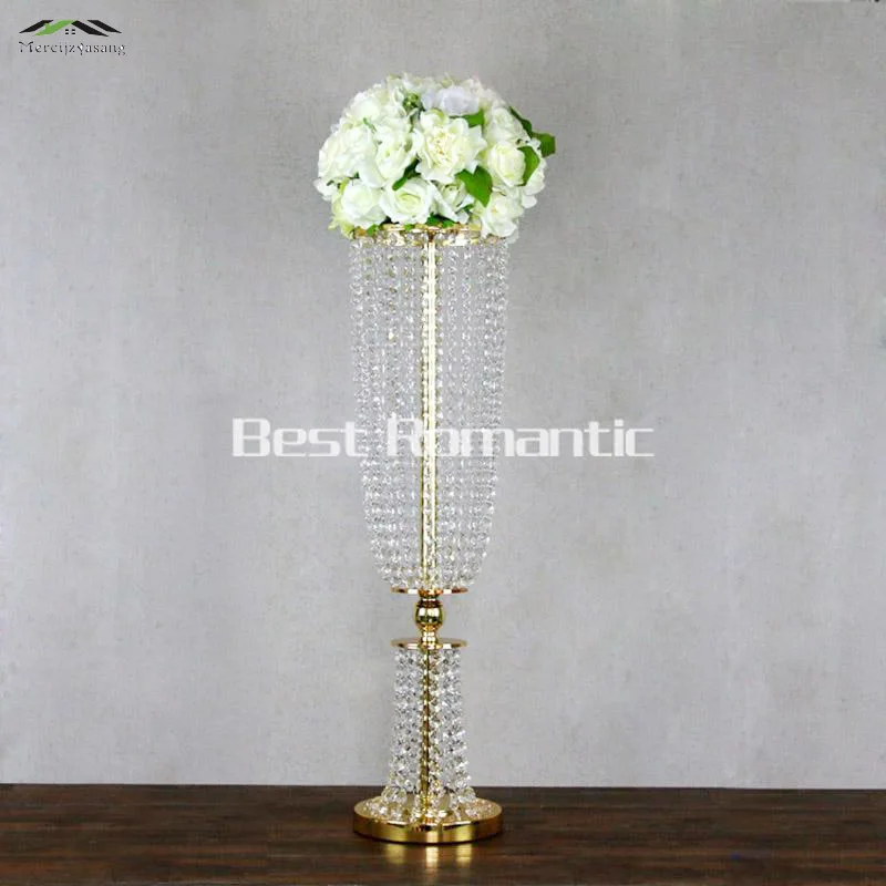 

80CM/32'' Height New Wedding Road Lead With Acrylic Crystal Silver And Golden Wedding Event Party Decoration Deco Mariage