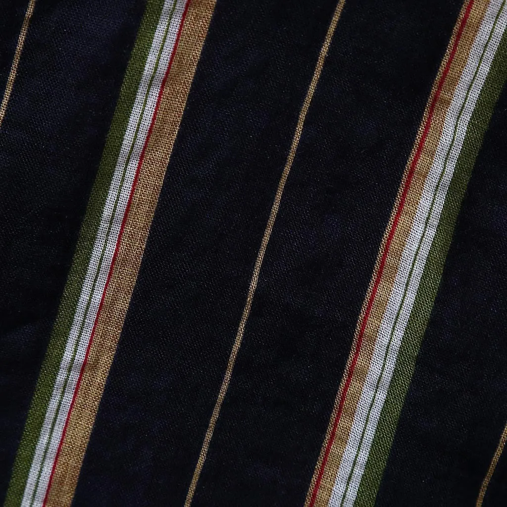 Мужская офисная блузка с короткими рукавами разноцветная полосатая свободного