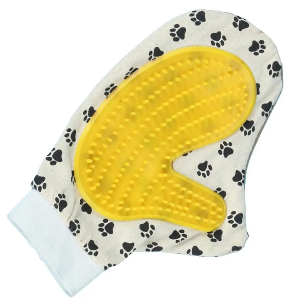 yellow print glove Мягкие силиконовые перчатки для домашних животных из ТПУ и силикона для собак и кошек, перчатки для чистки кошек, мягкие эффективные перчатки для ухода за кошками, принадлежности для ванны для собак, перчатки для домашних животных, расчески - Цвет: yellow print glove