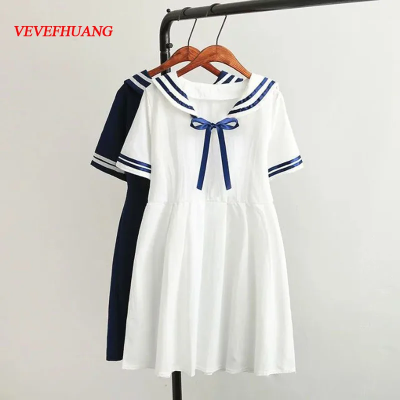 VEVEFHUANG/новое летнее женское платье с коротким рукавом японский Сен темно синее