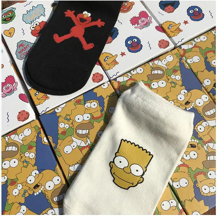 Новый летний Стиль носки для женщин и мужчин принт с героями мультфильмов без