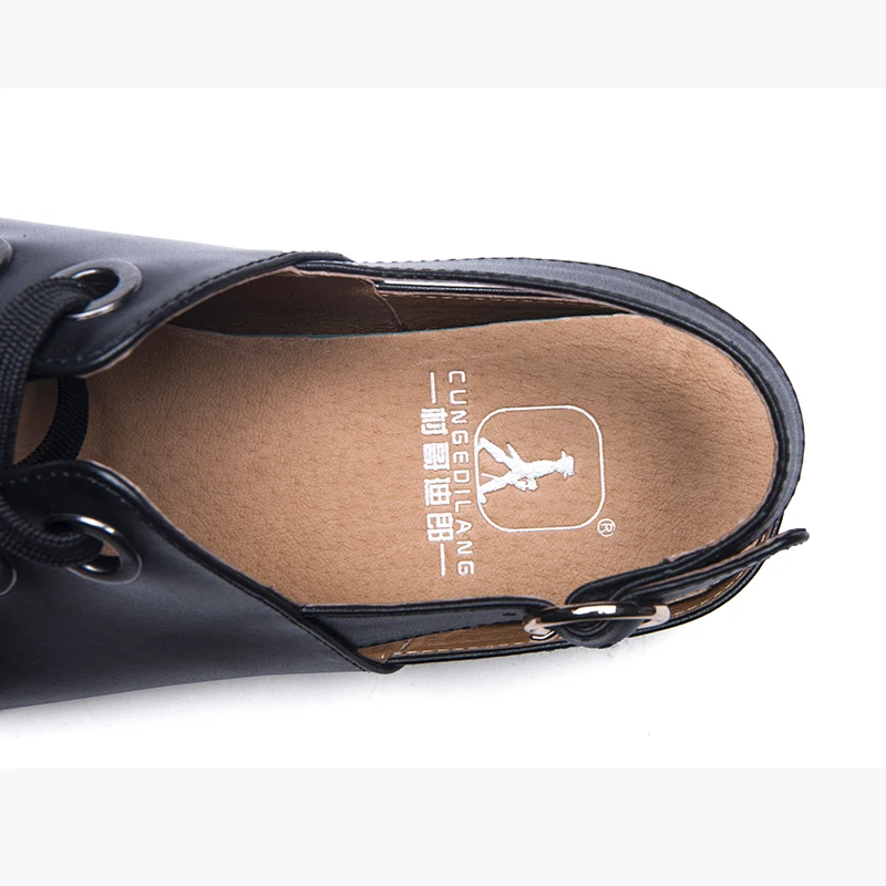

New mens high quality genuine leather sandals pointed toe buckle summer dress shoes men business leisure casual shoes man sandal