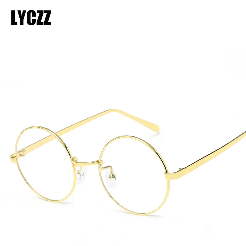 LYCZZ Золотые очки круглые мужские женские Модные прозрачные металлические