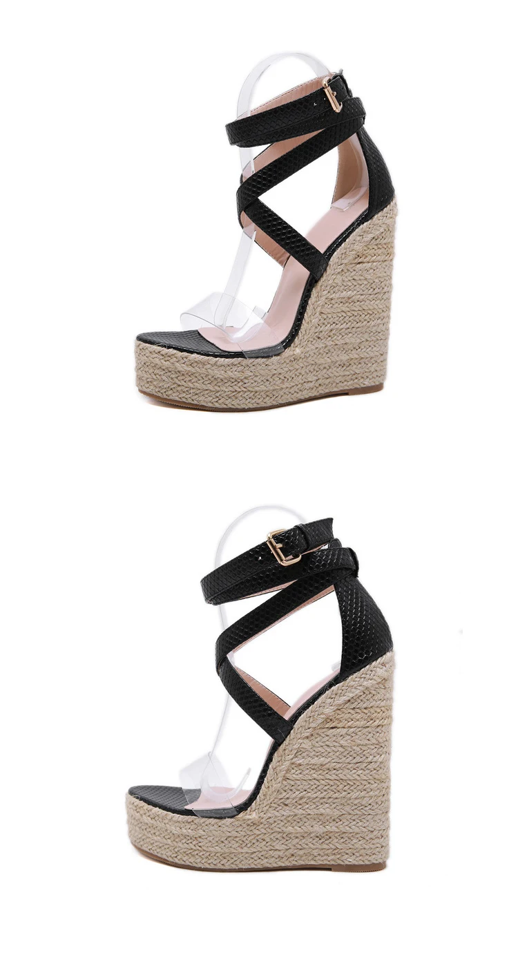 Eilyken New Serpentine Women Summer Platform Sandals Open Toe High Heels Wedge Casual Ankle Buckle strap Shoes Plus Size 35-42