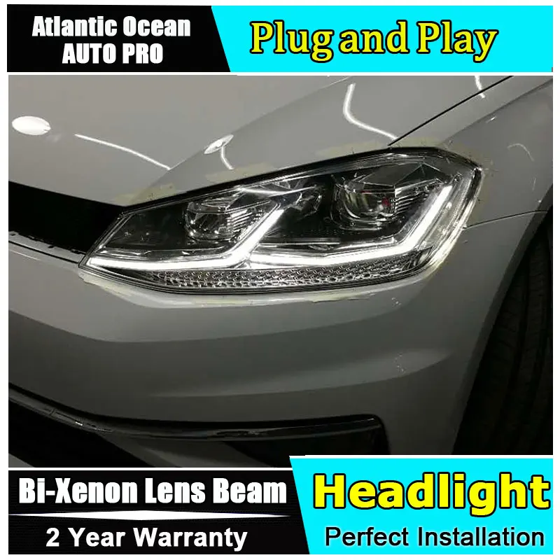 Автозапчасти Стиль светодиодный налобный фонарь для VW Гольф 7 фары 2013-2017 MK7 H7