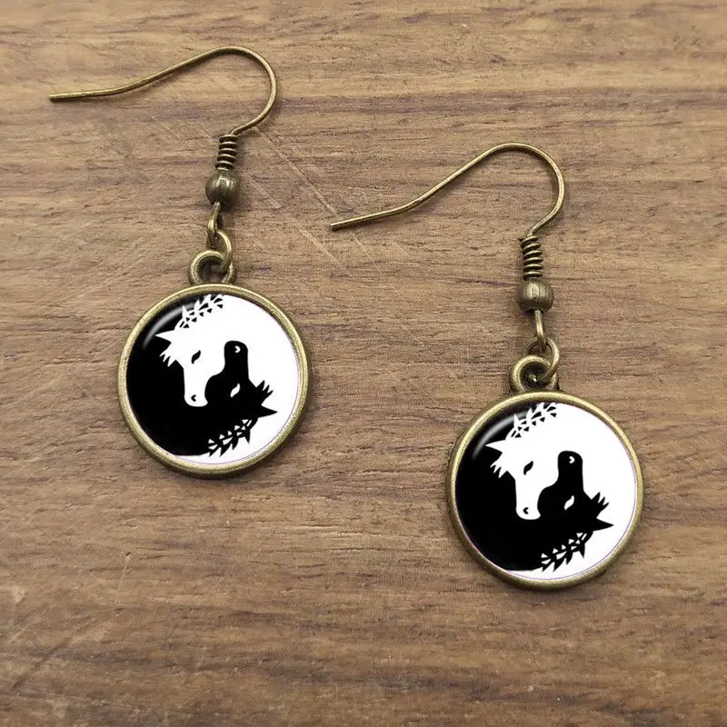 New Classic Tai Chi Yin Yang Drop Earrings Round Glass Art Black White Design Ethnic For Women Gift Jewelry | Украшения и