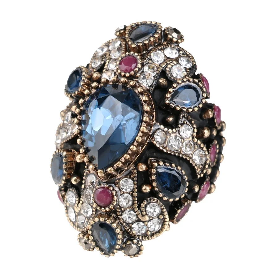 Brand Unique Design Luxury Large Crystal Cocktail Ring For Women Party Jewelry Accessories Finger Turkey Fine | Украшения и