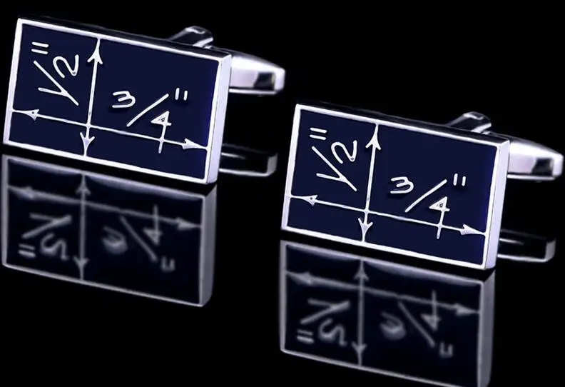 10 пар/лот синий эмаль математические запонки медь Бизнес Стиль Mathmetic шаблон Запонки мужские ювелирные аксессуары подарок оптом