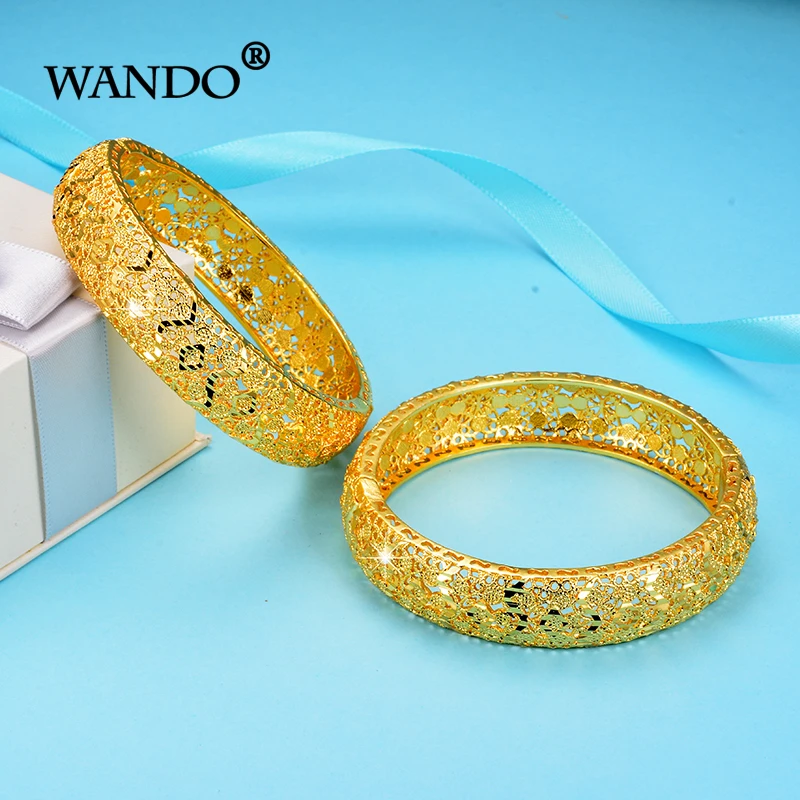 WANDO 2 шт./лот новые золотые браслет для Для женщин Золотой Цвет& латунь, браслеты "Дубай" Африка цепочное украшение для руки Эфиопский/арабские подарок b153
