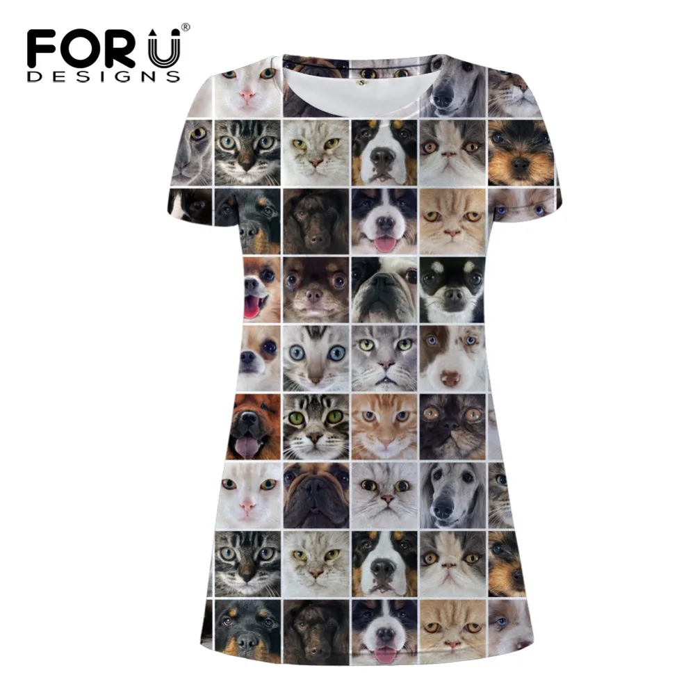

FORUDESIGNS Wholesale Women Dress Animal Cute Dress Sexy Maxi T shirt Dresses For Girl Summer Beach Short Ladies Dress Vestidos