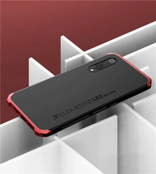 Black and red Алюминиевый металлический бампер чехол для телефона для Xiaomi Mi 9 Coque 360 полная гибридная Броня матовая PC задняя крышка для Xiaomi Mi 9 чехол противоударный - Цвет: Black and red