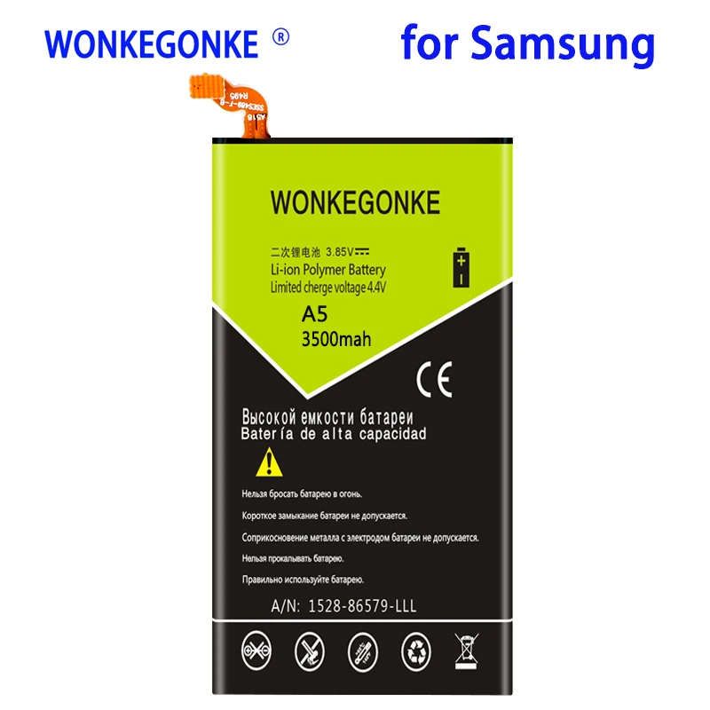 

Аккумулятор WONKEGONKE 3500 мА/ч, для Samsung Galaxy A5 A5000 A5009/A500F/A500F/A500, аккумулятор с аккумулятором для зарядки в течение 2 часов, с возможностью зарядки в ...