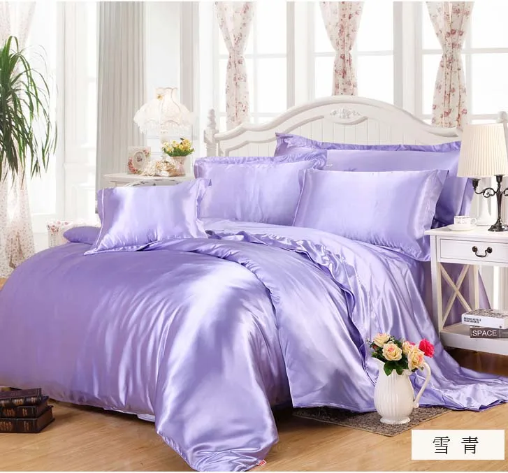 Комплект роскошного шелкового постельного белья фиолетового цвета из 3/4 шт. с