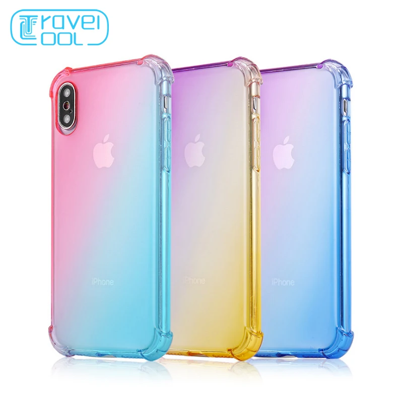 Travelcool градиентный противоударный чехол для iphone X XS MAX 6 6S мягкие чехлы телефонов