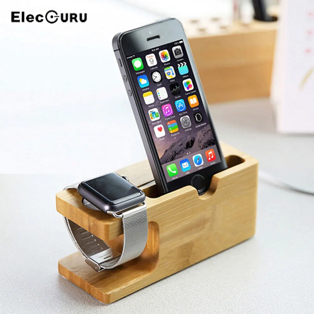 2 в 1 зарядная док станция для iWatch/iPhone зарядка деревянная бамбуковая подставка