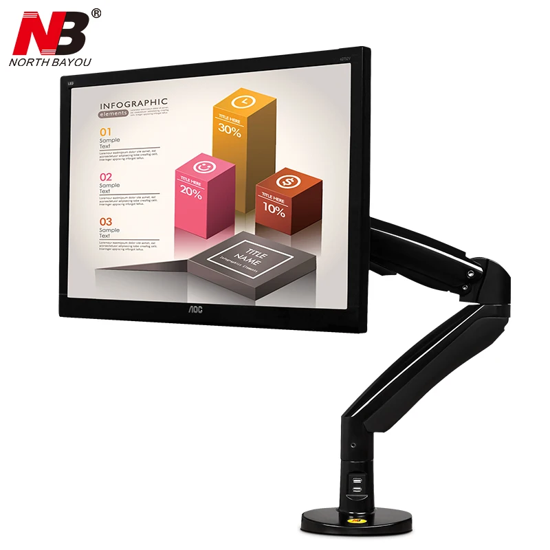 Держатель для монитора NB F100A 22 35 дюймов поворот на 360 градусов|monitor mount arm|desktop monitor