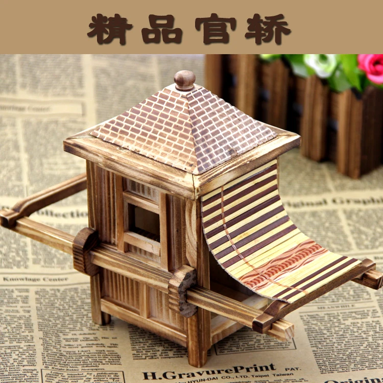 

Wooden toy gift wood bamboo palanquin knick-knacks handicrafts antique model Ancient Transportation Chinese style souvenir 1pc