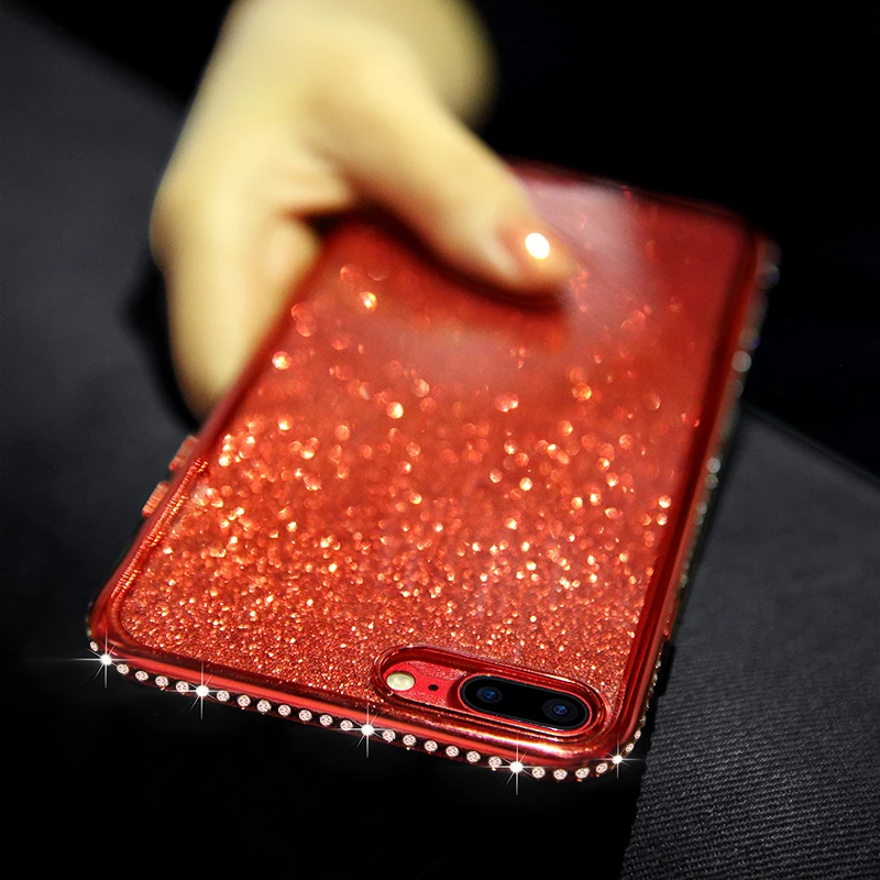 Блестящий чехол со стразами для Apple iPhone 6 6S 7 8 Plus X XR XS Max 11 11Pro мягкий прозрачный