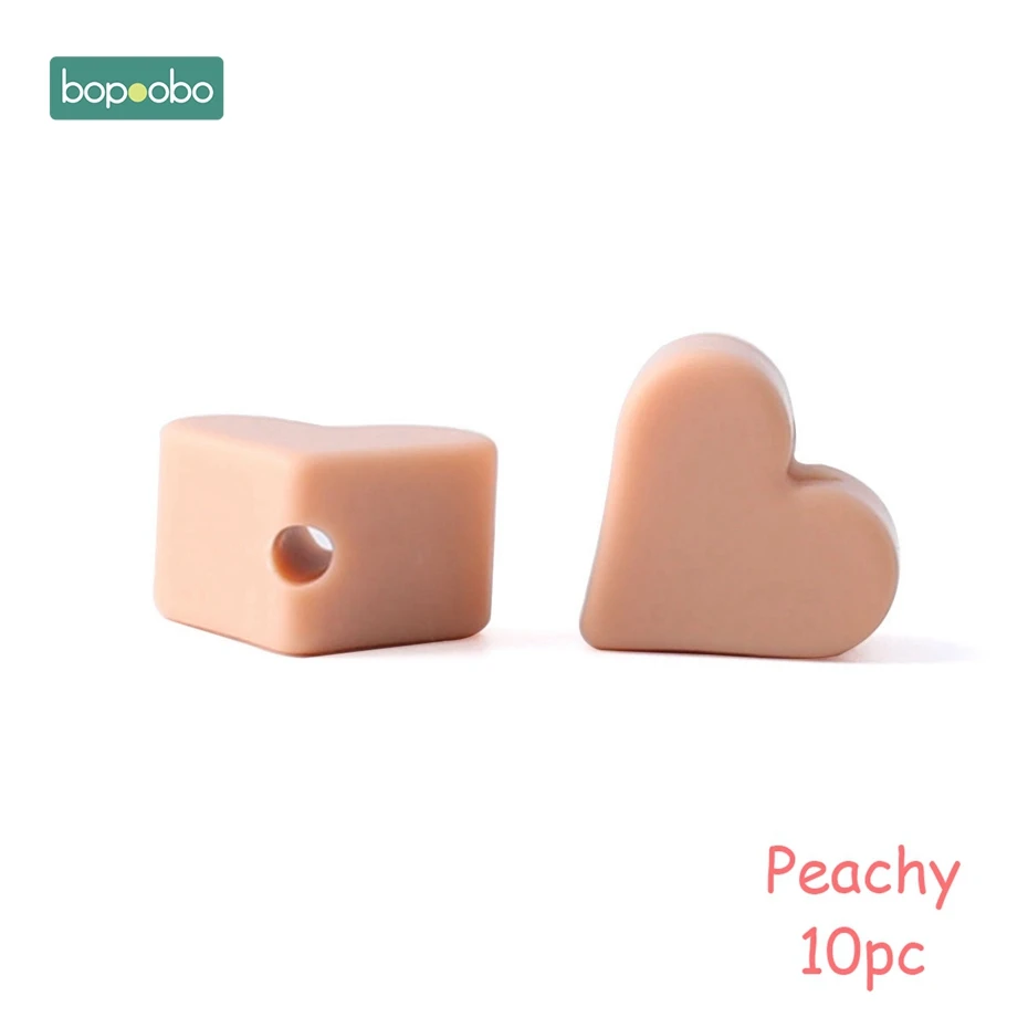 Peachy Heart Bopoobo 10 шт Силиконовые Бусины, пищевой силиконовый Прорезыватель зубов в виде звезды, Товары для малышей, силиконовый браслет для грызунов, сделай сам, детский Прорезыватель для зубов - Цвет: Peachy Heart