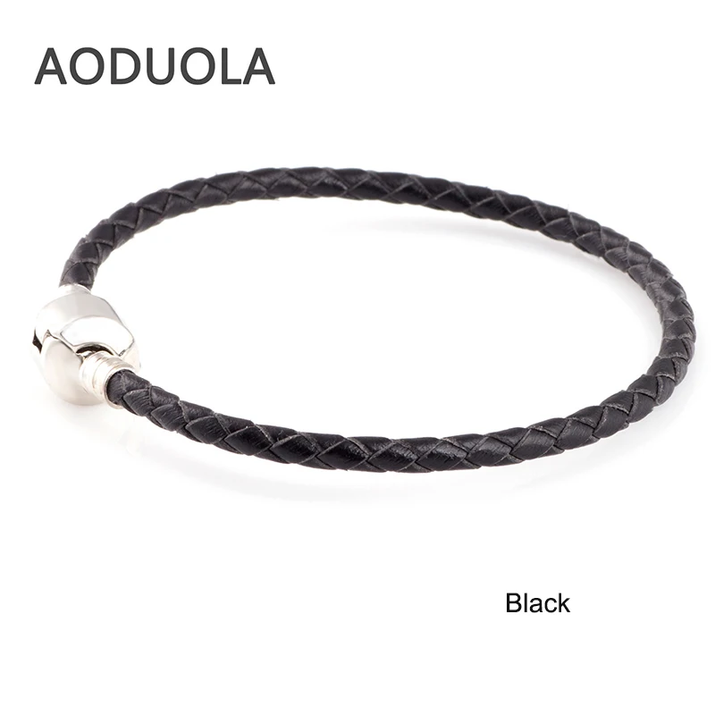 Классический цвет s Натуральная Кожа DIY браслет цепь серебряный зажимы браслеты