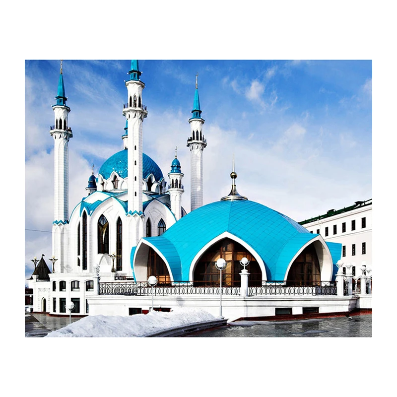 H1489 5 d diamond painting 3d 5d diy Blue and white building | Дом и сад