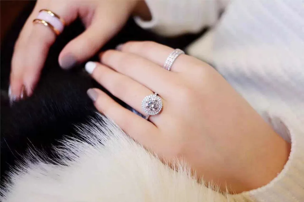 

Vecalon Fashion Women ring Two circle 2ct AAAAA Zircon Cz 925 Silver Jewelry Engagement wedding Band ring for women Jewelry