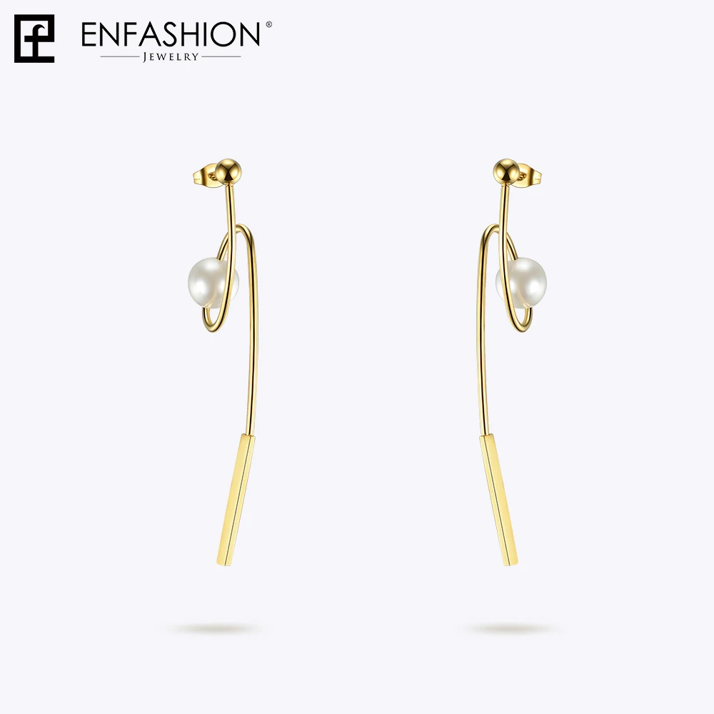 Enfashion, серьги со звездами, нержавеющая сталь, золотой цвет, висячие серьги для женщин, длинные серьги, ювелирные изделия, 181069 - Окраска металла: Gold color