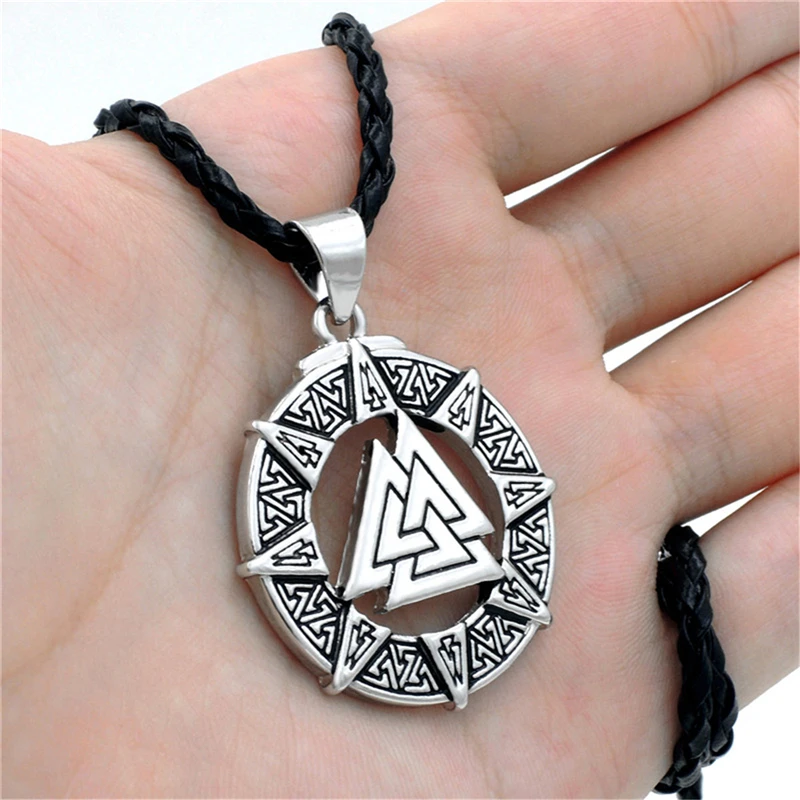 Мужская Оловянная подвеска Valknut Odin символ Соединенных воинов амулет с черным