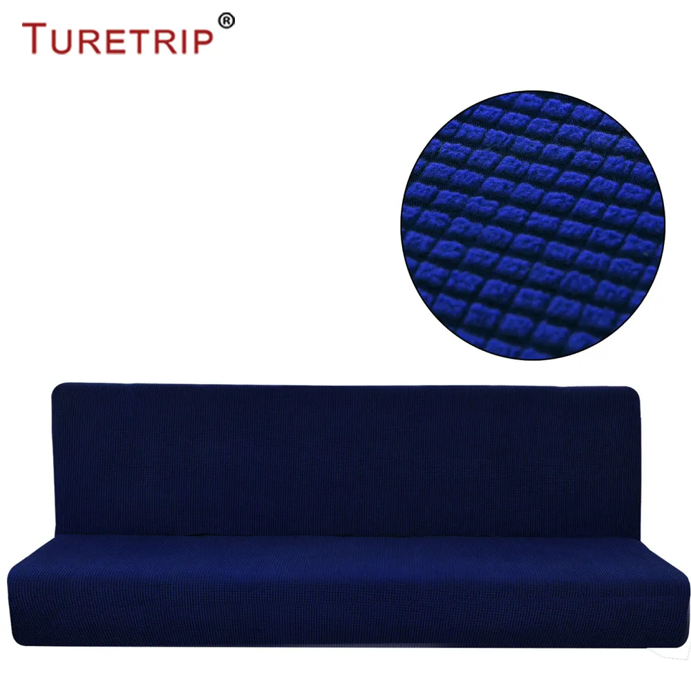 Turetrip 1 шт. сплошной цвет Чехлы для дивана кровать футон Slipcover Полный складной эластичный без рукавов стрейч мебель протектор - Цвет: Тёмно-синий