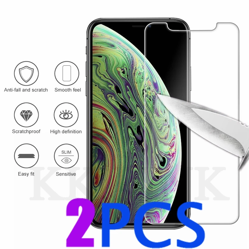 2PCS Screen Protector Tempered Glass For iPhone XS MAX XR 6 6S 7 8 Plus X 5S 5 S SE 5C 4S 4 9H 3D |